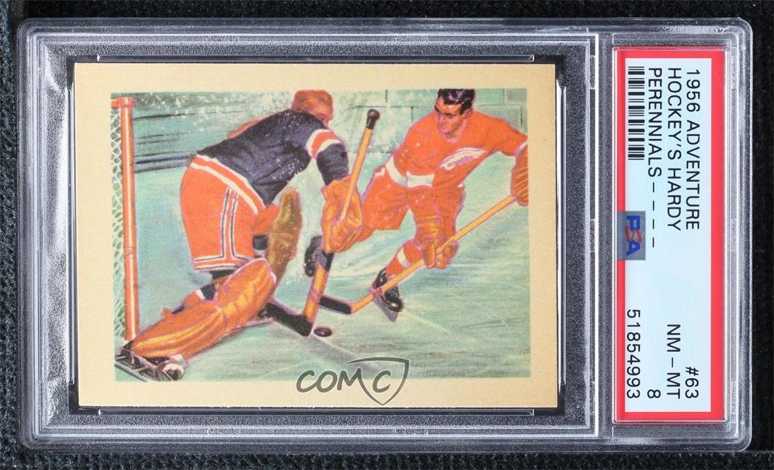 1956 Gum Inc Adventure R749 Chuck Rayner Gordie Howe #63 PSA 8 HOF 16cs
