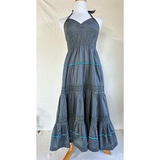 Fire Los Angeles Cotton Halter Dress SZ M Flowy Boho Simple Beachy