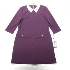 NWT Tommy Hilfiger Women's Collared Shift Dress (14, Aubergine/Ivory)