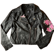 Girls Art Class Faux Leather Jacket Emroidered Size Small
