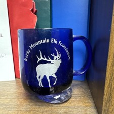 Rocky Mountain Foundation Elk Mug Blue Glass Very Unique