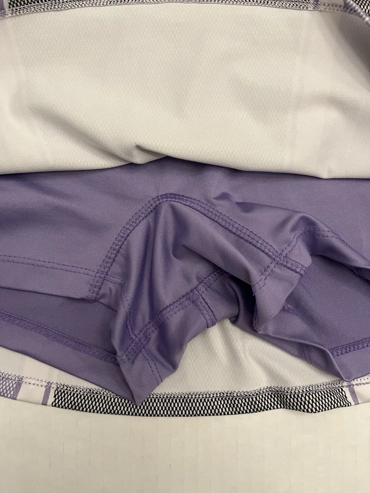 K-Swiss Striped Active Mini Skirt Women’s Large Purple Black Grey - Image 4 of 4