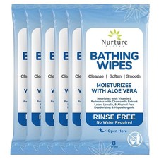Nurture Valley Bathing Wipes   Aloe Vera  Vitamin E, Rinse-Free Body Wipes