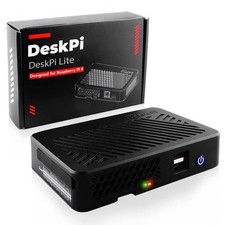DeskPi Lite Pi 4 Case with Power Button/Heatsink with PWM Fan/Dual Full-Size ...