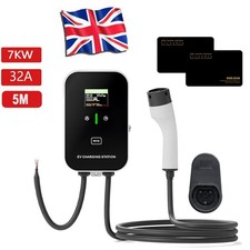 7kW 32A Type 2 EV Charger - Smart APP 5m Cable Car Fast Charging Station UK Plug