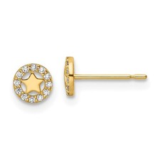 14k Yellow Gold Cubic Zirconia Star Post Stud Earrings 0.48gm L-5.2 mm, W-5.2 mm