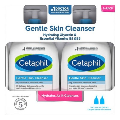 Cetaphil Gentle Skin CLEANSER for Dry to Normal Skin 20oz (591 ml) - 2pack