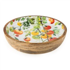 Large Mango Wood Tomato Serving Bowl, 30cm Kitchen Wooden Salad and Fruit Bowl