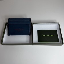 Longchamp Blue Calfskin Leather Nordic Card Holder Boxed