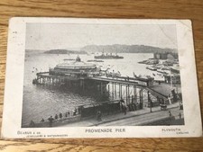 Promenade pier, Plymouth, Bearus & co, vintage posted postcard d822
