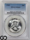 1963 Franklin Half Dollar, PCGS MS-64 ** Nice Mint Luster!