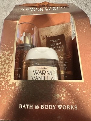 Bath & Body Works WARM VANILLA SUGAR Travel Mini Gift Set 3 pc   (New)