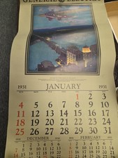 Vintage 1931 General Electric Hanging Wall Calendar