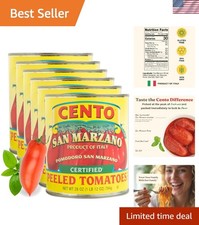 Certified San Marzano Whole Peeled Tomatoes, 28 Oz Pack of 6, Canned Plum Tom...