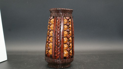 Chinese Vase Woven Rattan Wicker Basket with Glass Insert - Picture 2 of 6