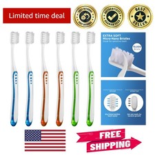 Gentle Micro Nano Extra Soft Toothbrushes - 6 Pack for Sensitive Gums and Teeth
