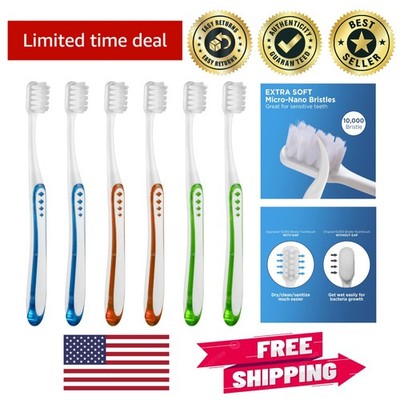 Gentle Micro Nano Extra Soft Toothbrushes - 6 Pack for Sensitive Gums and Teeth