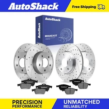 Front Rear Drilled Slotted Brake Rotors Premium Ceramic Pads for Mazda 3