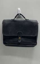 Vintage 90s Coach Black Leather Metropolitan Briefcase Bag Brass Turnlock USA