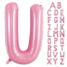 40 Inch Large Pink Letter U Balloons Giant Foil Mylar Alphabet Balloon Pink U