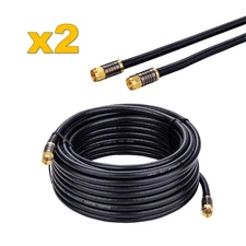 2-Pack -3ft Black RG6 Quad Shield Coax Cable for TV Antenna Satellite Dish DVD