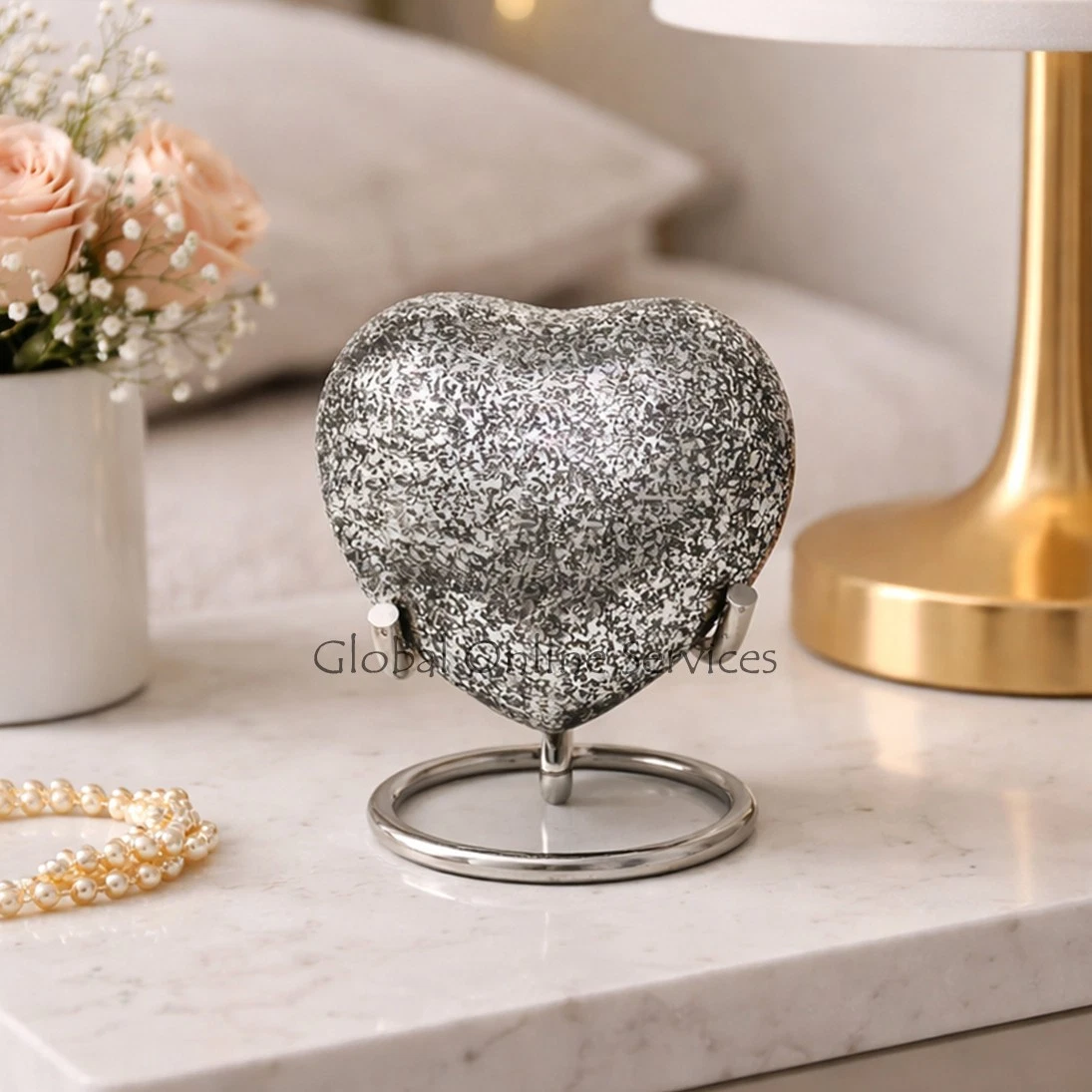 Glenwood Small Black Heart Souvenir Urn With Ash Stand