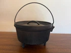 Vintage #8 Cast Iron Dutch Oven Bean Pot with 3 Legs & Lid Marked 8