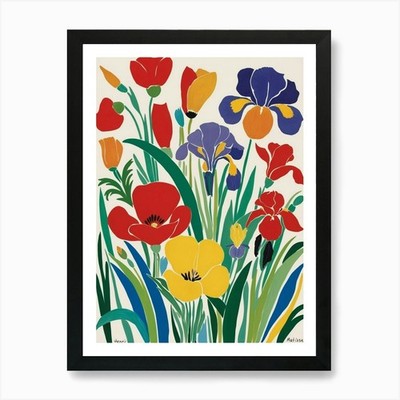Iris And Lilies Art Print Framed Wall Art Poster Canvas Print Picture