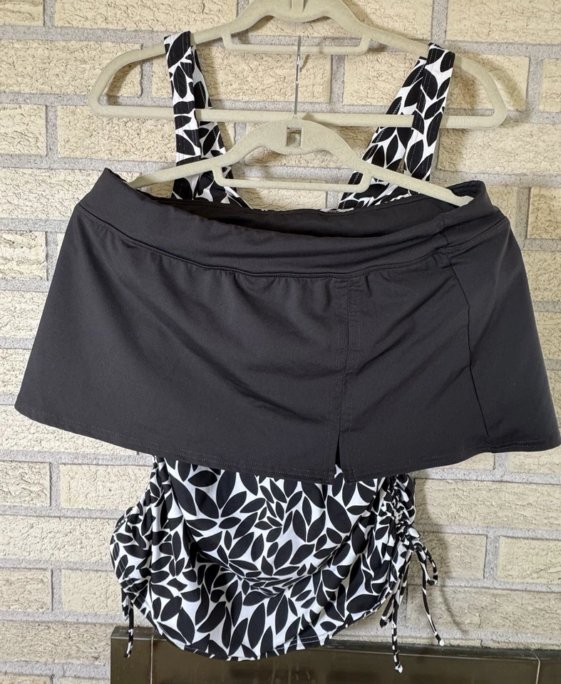 Maiô Lands End Tankini estampado 12L/12 top/saia de banho sólida - Imagem 2 de 4