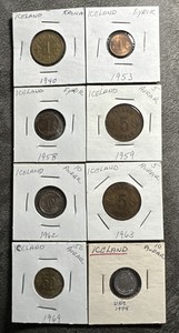 1940-1981 ICELAND Krona, Eyrir & Aurar. Various Dates & Mints. Near MS 13 Coins