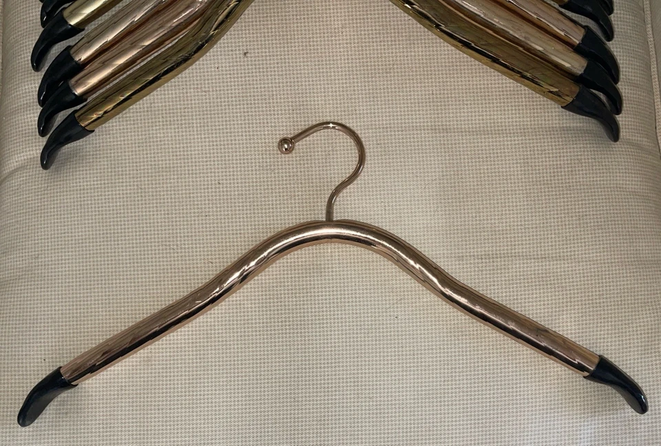 Vntg Brass Gold Metal Tubular Heavy Hangers Art Deco Rubber Tips - Lot Of 8 (F1) - Image 3 of 3