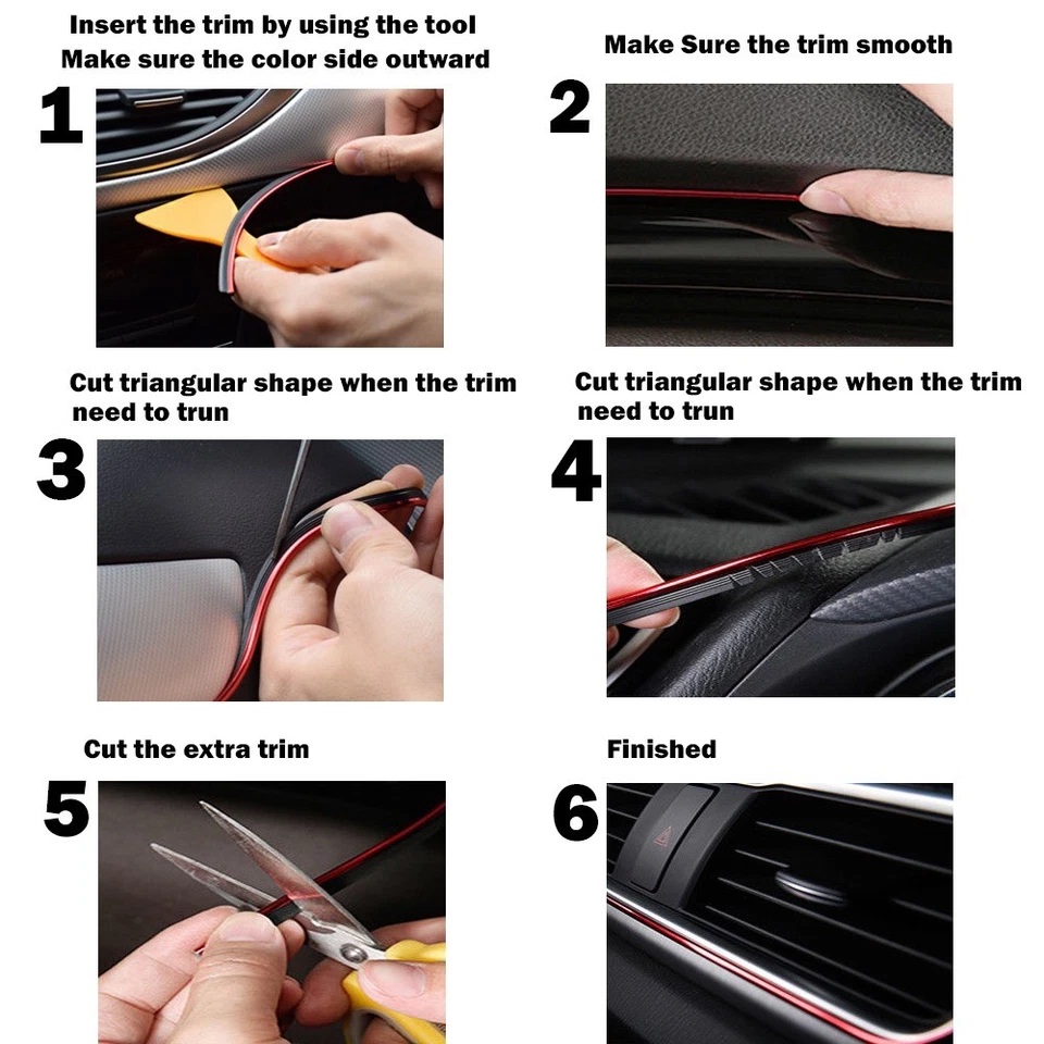 5M Blue Car Interior Door Gap Panel Edge Line Molding Trim Strip Insert Decorate - Image 3 of 4