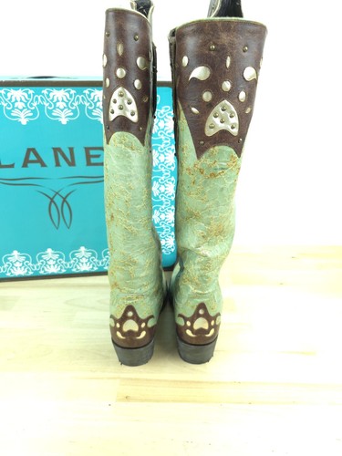 Lane Sunburst Womens Boots Cowboy Turquoise Brown Size 5.5 Snip Toe LB0176A New - Picture 5 of 15