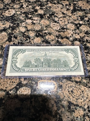 1969 C $100 US Dollar Bill Note, Franklin With Sleeve - Picture 5 of 8