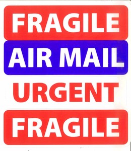 24x large fragile air mail urgent postal parcel stickers labels