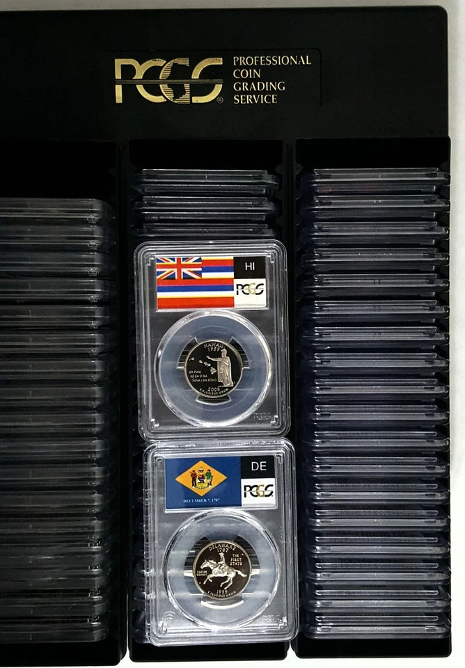 1999-2009:50 State & 6 Territory Clad Quarters-PCGS PR69DCAM-State Flag-56Coins