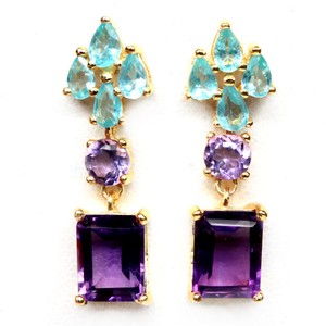 Sterling Silver 925 Genuine Natural Blue Violet Tanzanite Dangle Earrings Sterling Silver 925 Genuine Natural Blue Violet Tanzanite Dangle Earrings