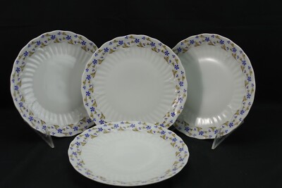 Chastagner & Cie Limoges France Blue Flowers Rome Blank Salad Plate Set of 4