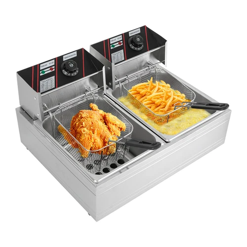 12L Gastro Friteuse Edelstahl Elektro Fritöse Doppel Fritoese mit Frittier 5000W - Bild 9 von 24