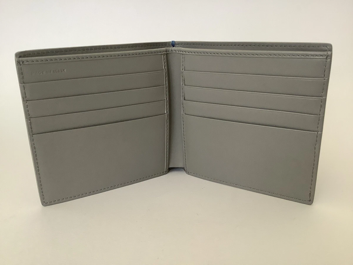 New Men s Smythson Burlington Grey Smooth Pebbled Leather Bifold