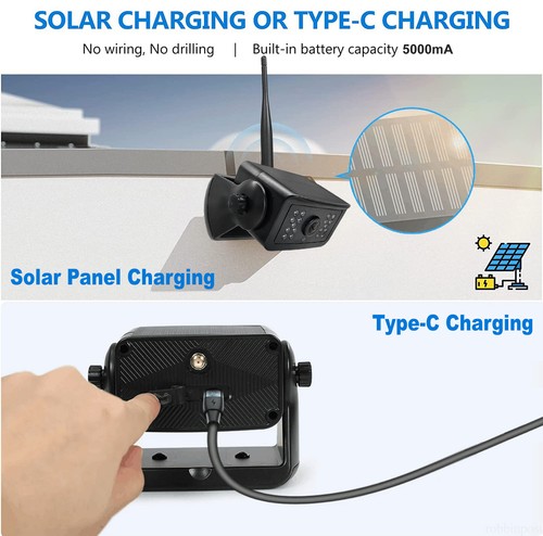 Wireless 5" DVR Monitor Solar Magnetic Rear View Reversing Camera For Caravan Rv - Picture 13 of 19