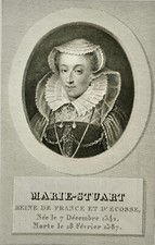 MARY STUART (1542-1587) PORTRAIT ORIGINAL ENGRAVING 1825 QUEEN FRANCE SCOTS