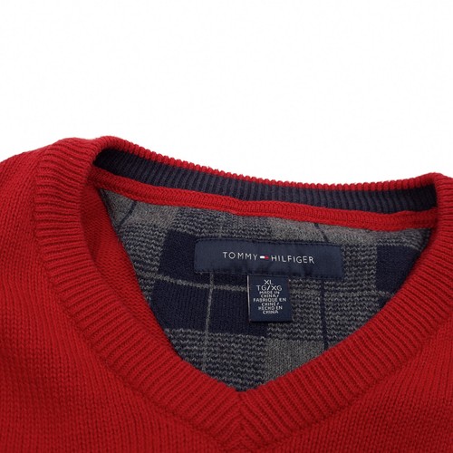 Suéter Vintage Tommy Hilfiger Para Hombre Rojo De Algodón Bh9 Talla XL - Imagen 4 de 8
