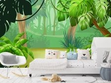3D Cartoon Rain Forest Wallpaper Wall Mural Removable Self-adhesive Sticker202