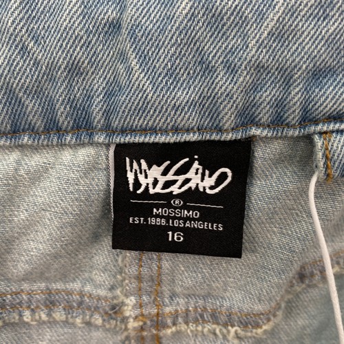 Mossimo Womens 16 Straight Pencil Midi Skirt Light Blue Denim Front Slit NEW - Picture 2 of 13