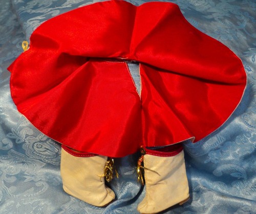 VTG 1950's DOLL'S MAJORETTE DRESS &BOOTS. FOR 16"DOLL? TAFFETA & OILCLOTH.VG.CON - Picture 4 of 21
