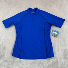 Coolibar 1/4 Zip Swim Shirt Women Large Blue UPF 50 UV Protection SS NWT 90