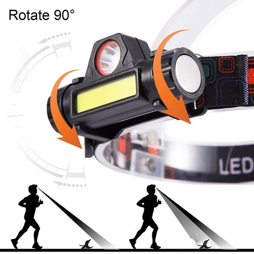 Lote Faros Recargables Frente Cabeza Luz Luces LED Linterna Rotación 90° - Imagen 5 de 11