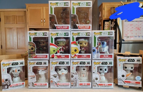 Funko POP! Star Wars Christmas & Snowman Complete Lot w/ Cases & Boxes