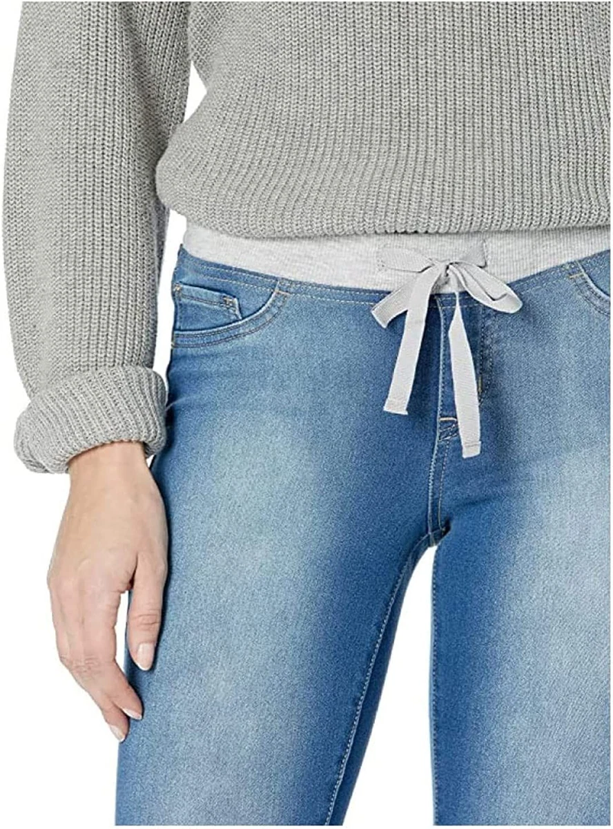 l.e.i. Women's Dorm Pull on Jegging with Tie Detailing in Knit Denim